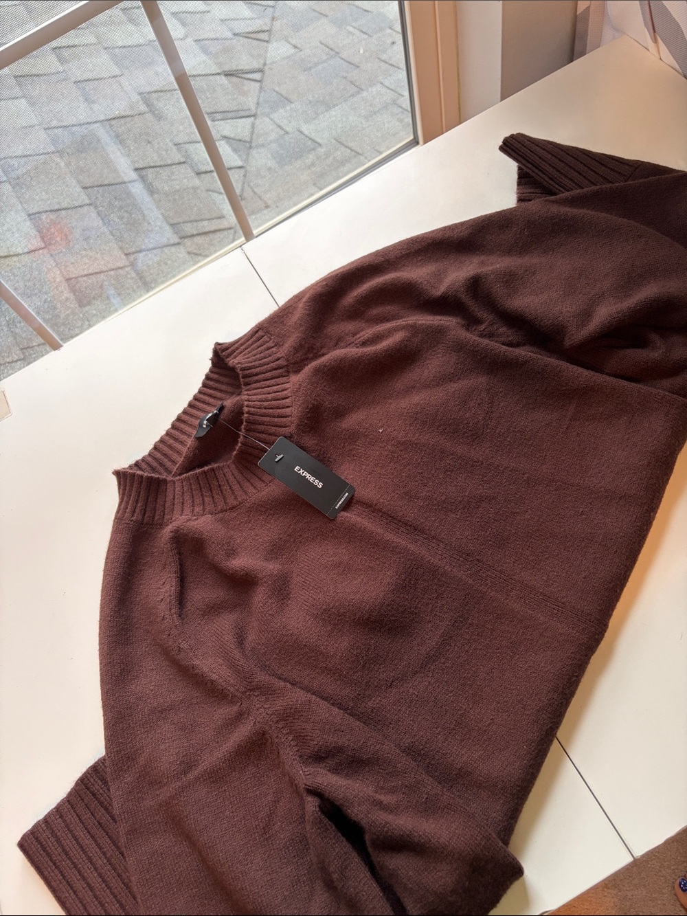 Express Women's Crewneck Sweater in Dark Brown
